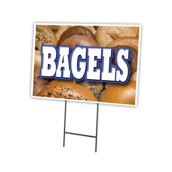Bagels Yard Sign & Stake outdoor plastic coroplast window, C-1824-DS-Bagels